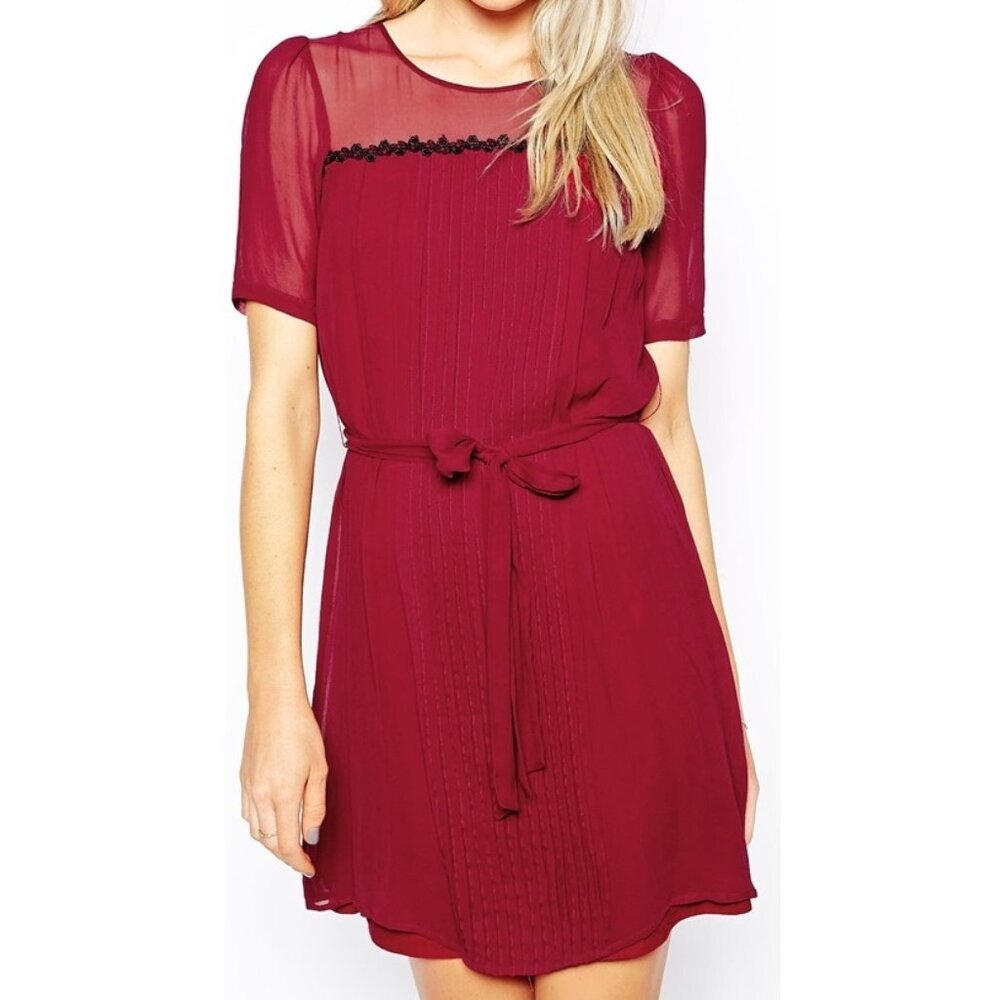 Traffic People red silk shift dress